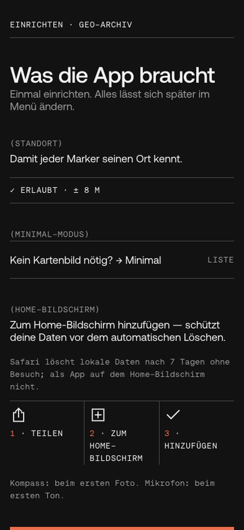 App: Blatt Was die App braucht, Standort erlaubt