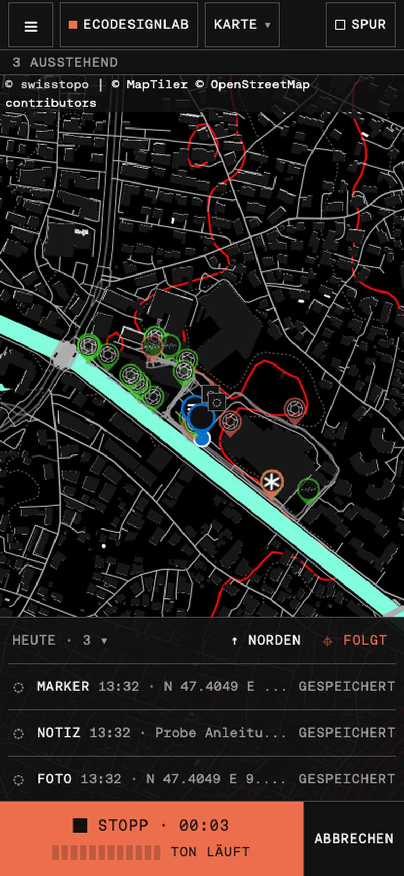 App: Tonaufnahme mit Stopp und Abbrechen